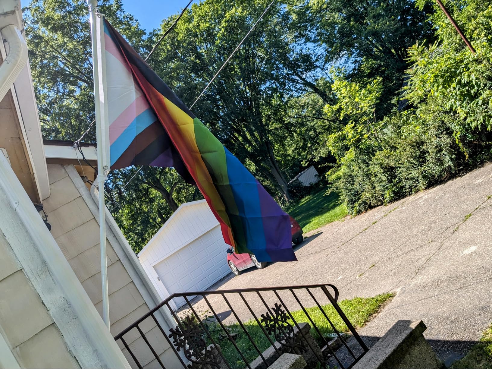 Barcetine House Fag Pole Kit-Heavy Duty Metal Flagpole Holder for Outside House,Tangle-Free, Multi-Position Mounting Bracket for Porch,Outdoor,Garden