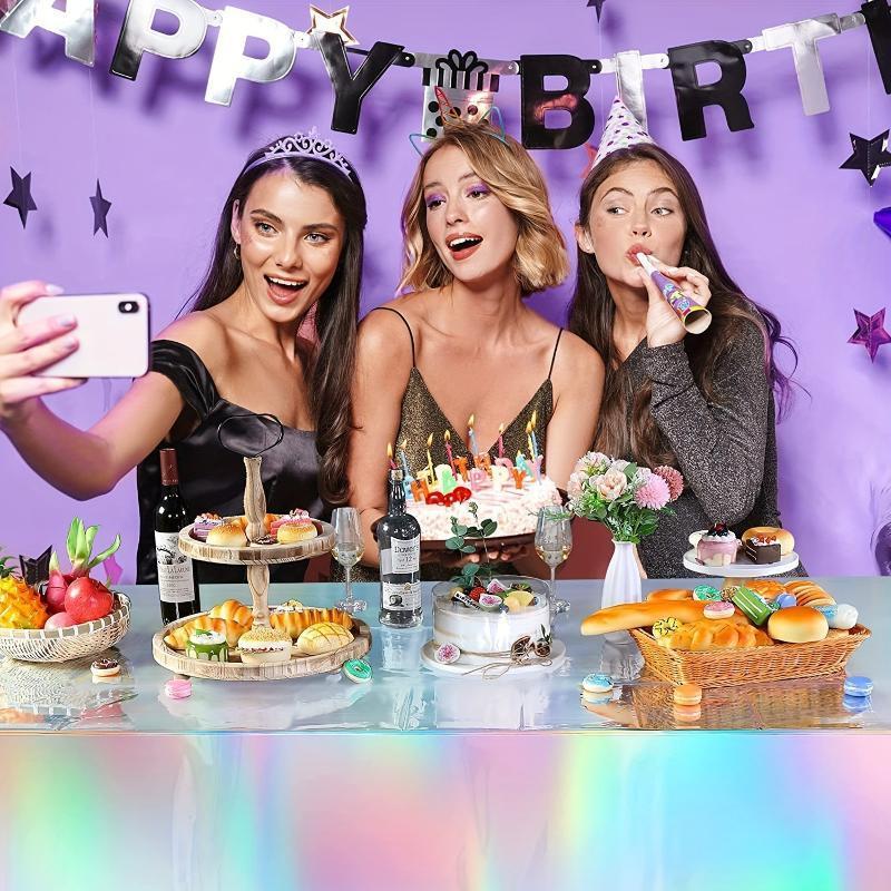 Rainbow Tablecloth Set, Disposable Rectangular Table Cover, Birthday Party Decorations, Bachelor Party Supplies, Wedding Decoration