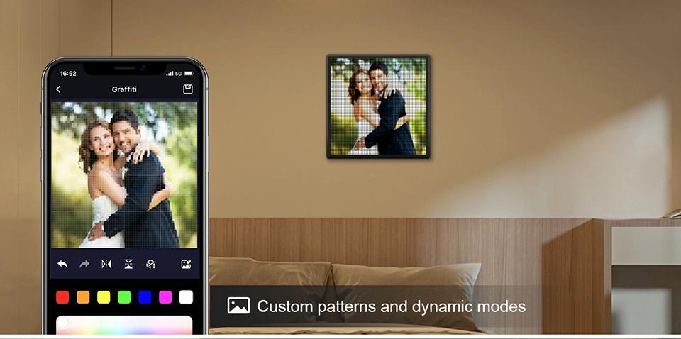 Programmable LED Pixel Matrix Display,DIY Art Animation Screen with App Control,5V for Home/Office Decor Gift Christmas/Birthday