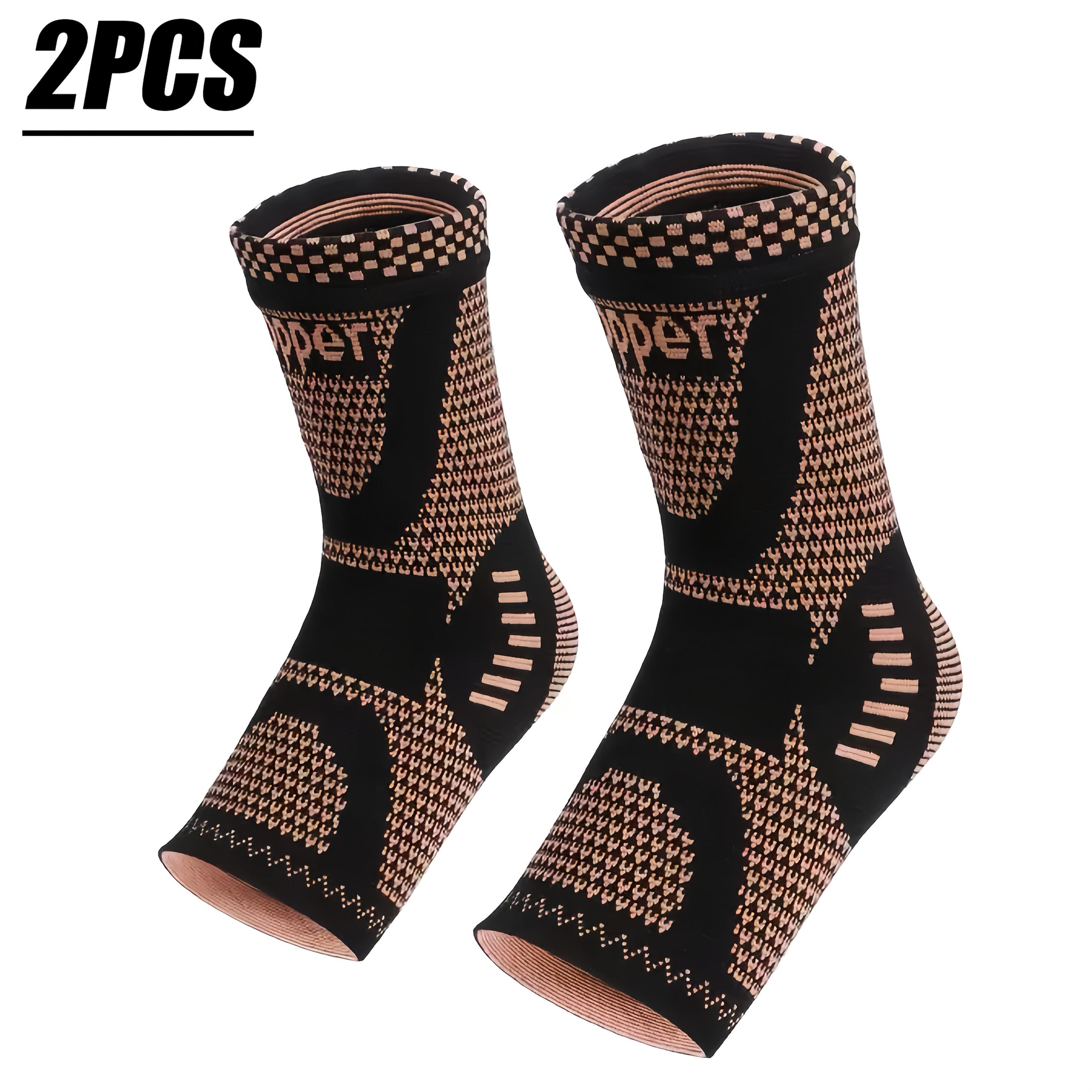 Adjustable Copper Compression Ankle Brace Support Sleeves, Breathable Strap for Running Fitness Sports, 2pcs
