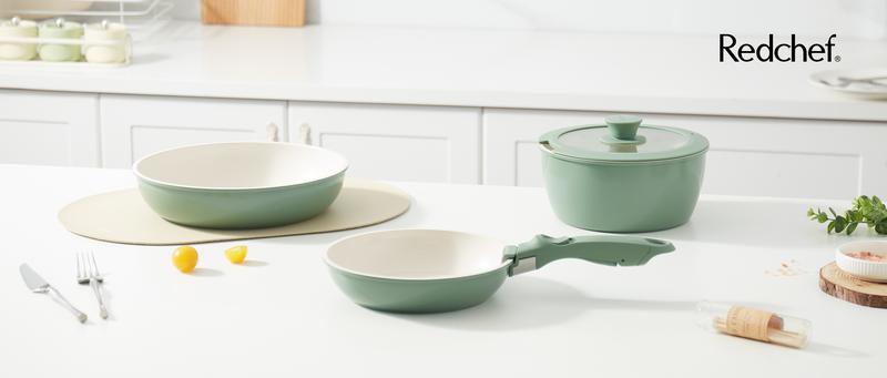 【New Year Sale】Redchef Removable Handle Pots And Pans Non Stick, Ceramic Cookware Set, RV Cookware Set, Non Toxic Pots And Pans Set No PFAS & PTFE & PFOA, Detachable Pots And Pans, Dishwasher & Oven Safe