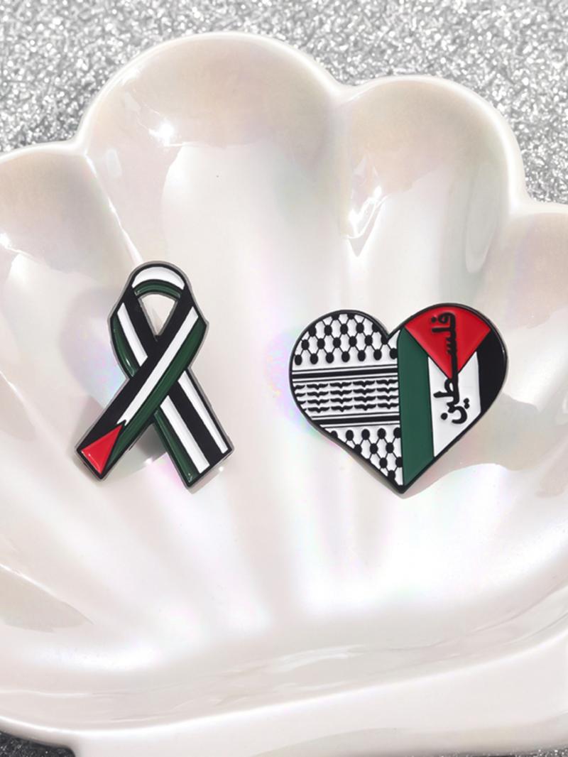 Heart & Ribbon Shaped  Brooch, Fashion Alloy Badge for Daily Clothing Decor, Trendy All-match & Exquisite Brooch for Birthday Gift, Durable Metal Pins