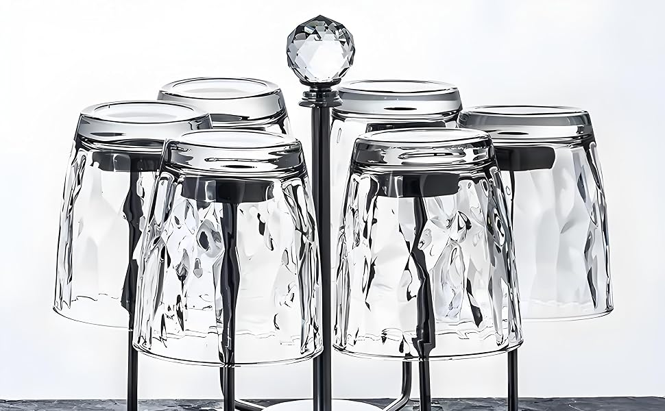 15 Oz Unbreakable Acrylic Drinking Glasses, Shatterproof BPA-Free Hard Plastic Cups, Clear Reusable Set of 6 for Kitchen Dining and Outdoor Gatherings