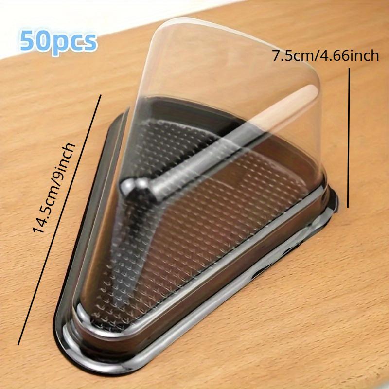 50pcs, Clear Cake Slice Containers, Cake Boxes, Premium Cake Box, Disposable Plastic Cheesecake Containers With Lids, Birthday Party Favor, Wedding Party Gifts, Baking Tools, Kitchen Accessories, For Restaurant Commercial Eid Al-Adha Mubarak