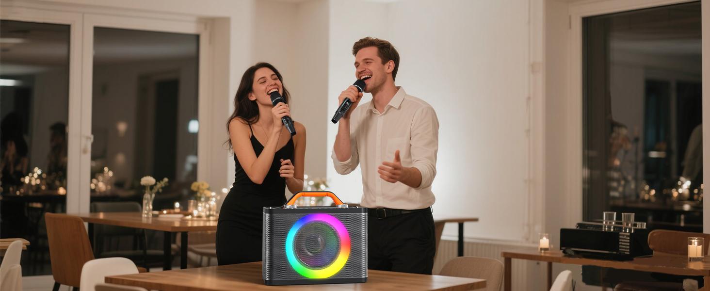 Wireless Microphones, Metal Dynamic Wireless Microphones with One-to-One Chip Connection and Rechargeable Receiver, 40H Duration, 200FT Range Receiving, Performance Vocal, Karaoke Microphone for Singing