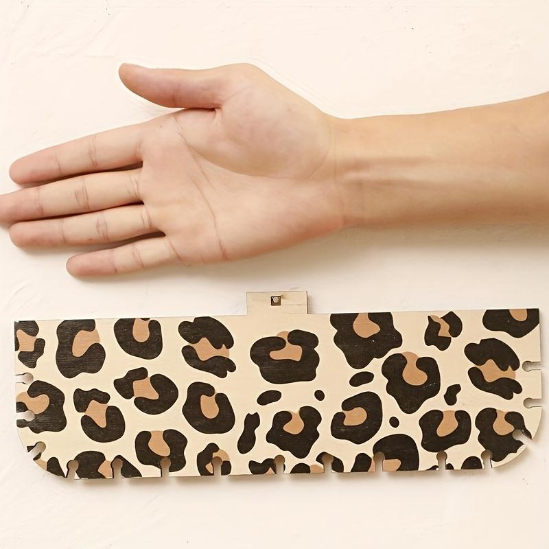 Leopard Print Bow Wall Shelf, Wooden Crystal Display Stand, Decorative Hanging Jewelry Rack for Bedroom Living Room Vanity, Wall Mounted Organizer, Decoration Items