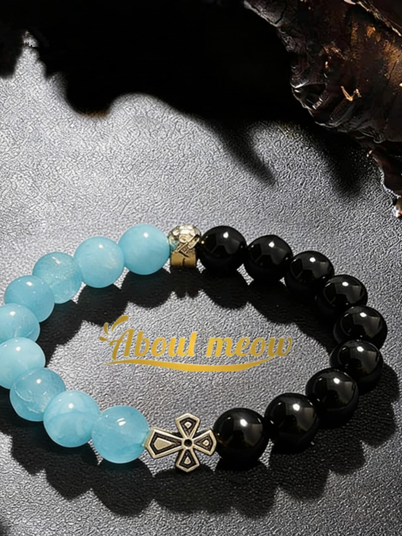 Men's Yoga Mala Bracelet, Protection Bracelet, Men's Gift, Wrist Mala, Serpentine Bracelet, Lava Beads Bracelet, About Meow