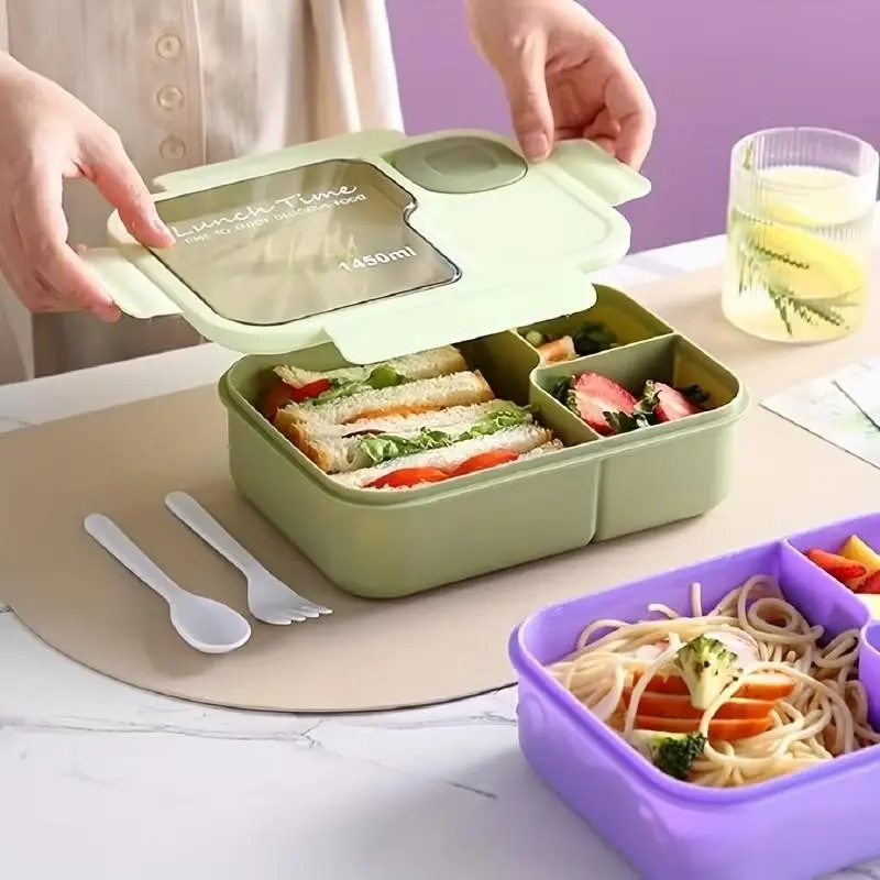 PP Lunch Box, Compartment Student Lunch Box, Office Bento Box, Microwave Safe, Multi-Compartment, Portable, Large Capacity, Multi-Color