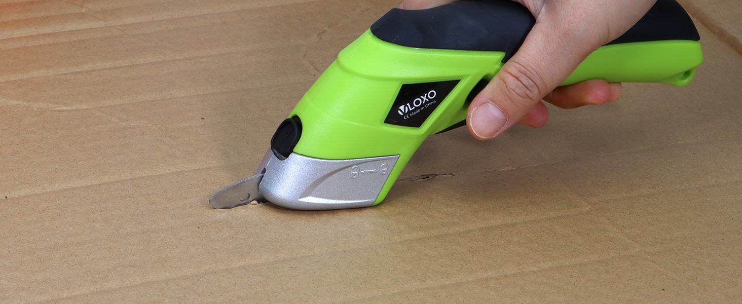 Electric Scissors Electric Box for Cardboard |   Electric Scissors with Blades and Charging Adapter for Crafts Carpet Felt with Case Green CS4001