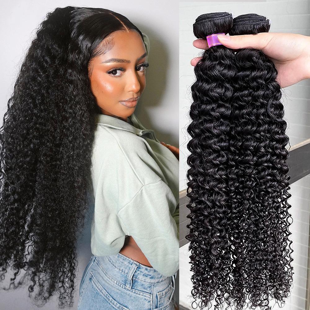 Kinky Curly Hair Bundles With Closure Virgin Human Hair Weave Bundles 10-28 Inches Natural Color Remy Hair Weave Extensions 100g/pc Kinky Curly Hair Bundles With Closure Virgin Human Hair Weave Bundles 10-28 Inches Natural Color Remy Hair Weave Extensions 100g/pc