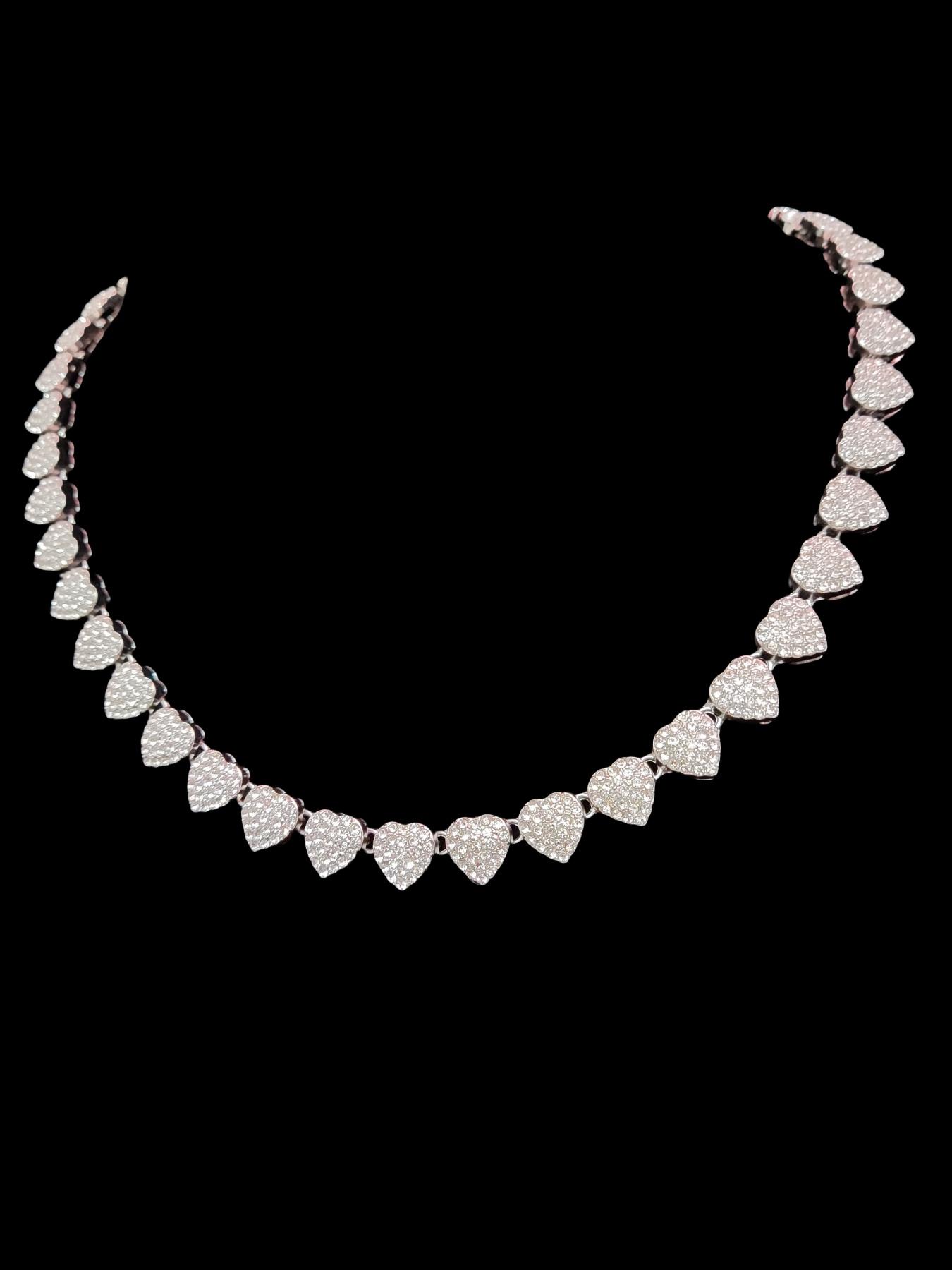 2Pieces/Set Women Heart Earrings & Necklace Set, Artificial Zircon Fashionable Jewelry Set, Street Style, All-Season Wear, Perfect Gift for Her