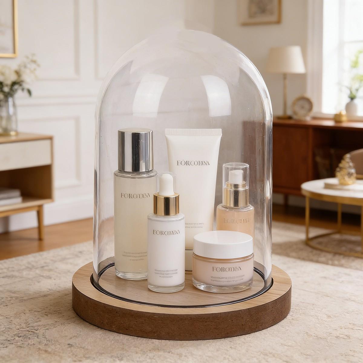 Transparent Doll Display Box, Collectible Box, Dustproof Collection Showcase, Ideal for Eternal Flower, Wooden Base, Valentine's Day Gift