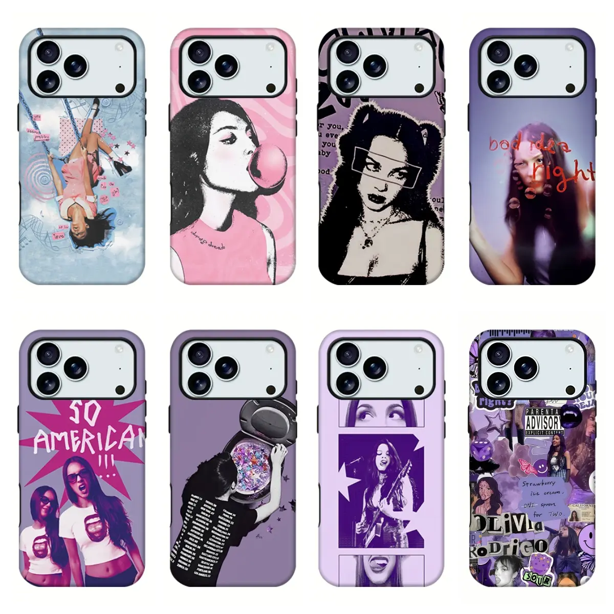 01ivia R0drig0 Y2K Pop Singer Shockproof Phone Case - Edgy Teen Fan Street Aesthetic Shell, Music Star Doodle Collage Pop-Art Graphic Protective Cover for iPhone 11/12/13/14/15/16/17/18 Pro Max, Samsung Devices - Perfect Gift