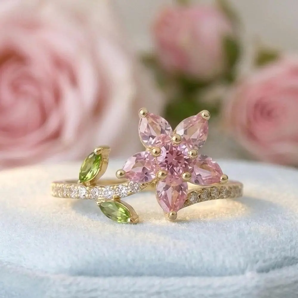 Women's Alloy Metal Synthetic Zircon Ring - Vintage-Inspired Elegant Everyday Ring, Floral Motif Costume Jewelry, Wedding Gift for Anniversary Wear
