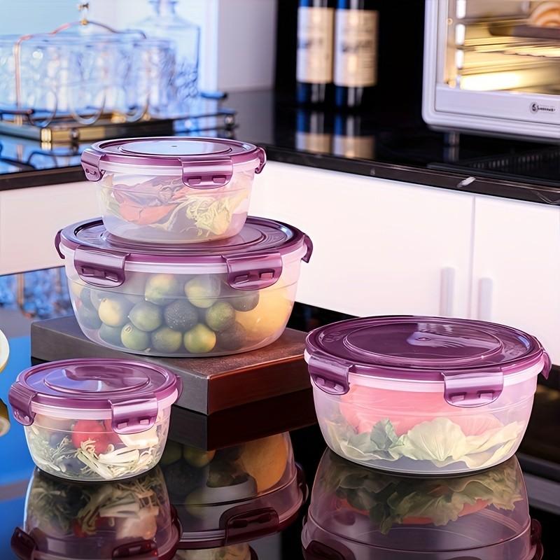Food Storage Container with Lid, 4 Counts/set Leakproof Microwave-safe Stackable Kitchen Storage Container, Food Organizer Set for Fridge Airtight Food Storage