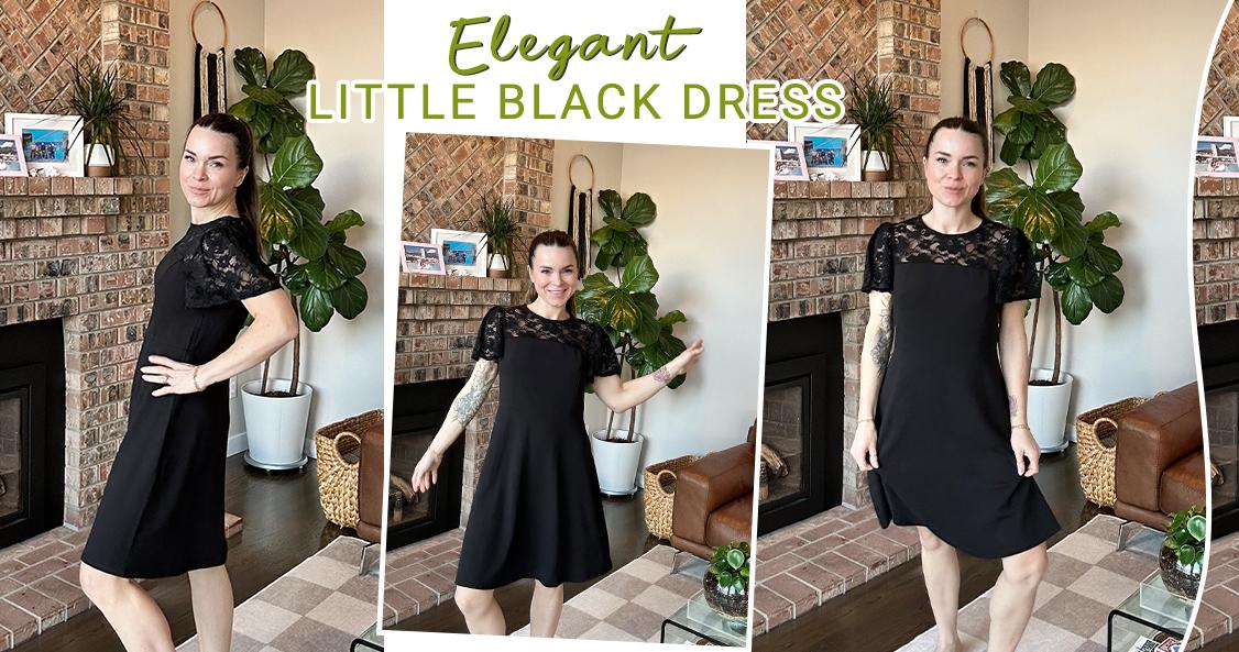 Holipick Women's Cocktail Dresses Wedding Guest Party Crew Neck Short A Line Dress with Lace Sleeves