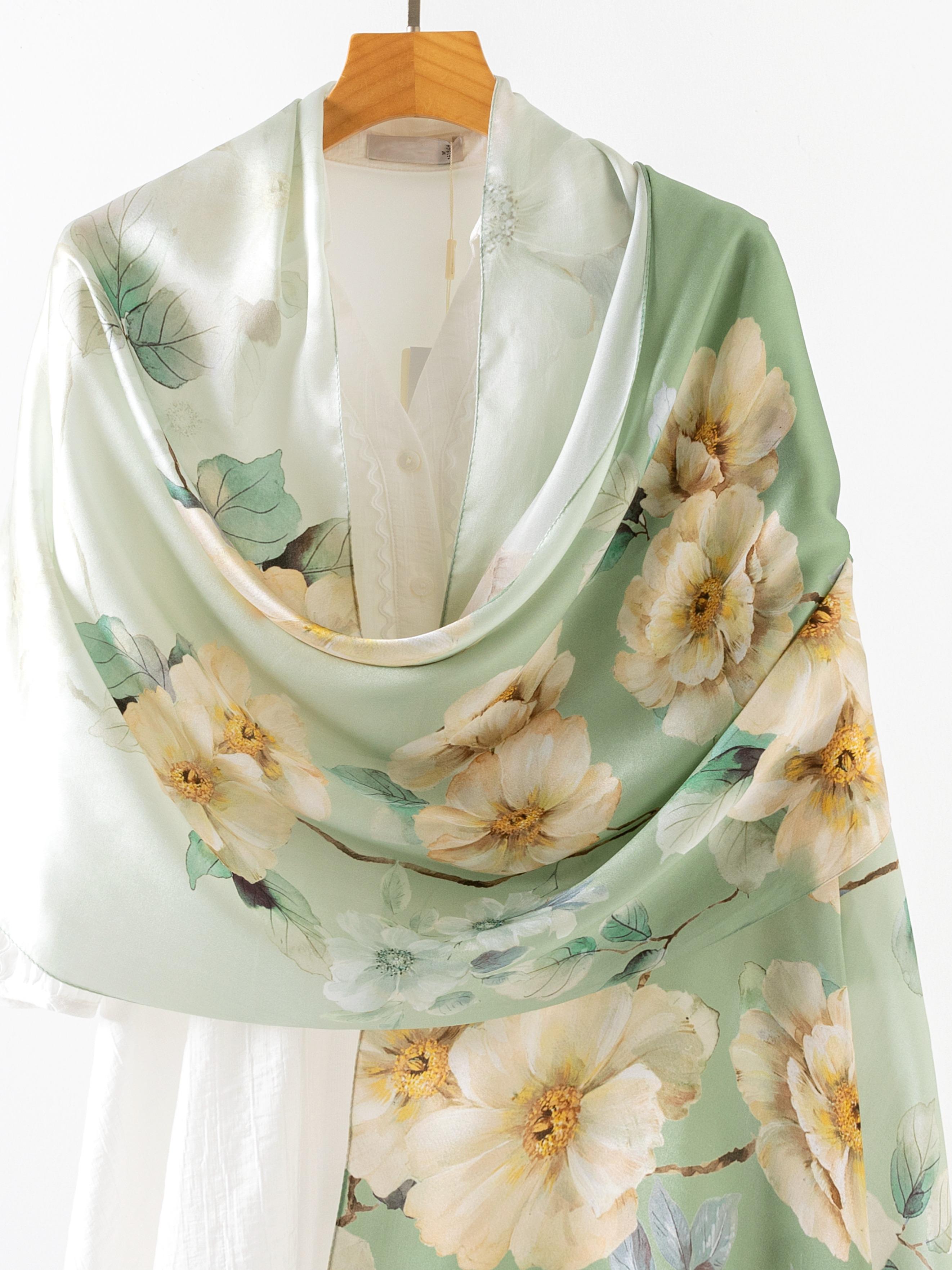 67.7x20.87 Inch Silk Shawl for Women, Vintage Chinese Print, Soft and Skin-Friendly, Perfect for Daily Wear, Party and Event Accessories