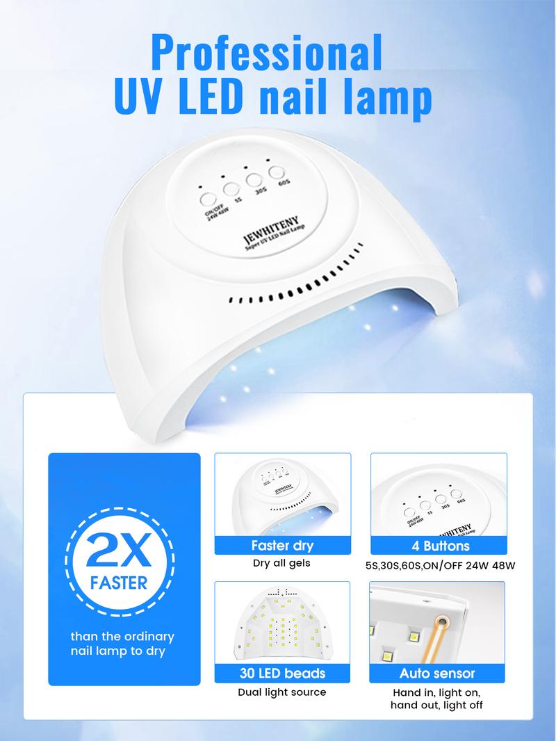 Jewhiteny UV LED Nail Lamp for Gel Nail Polish - Home Manicure Making Tools with Auto Sensor & 4 Timers, Ideal for Salons and Cutics Jewhiteny UV LED Nail Lamp for Gel Nail Polish - Home Manicure Making Tools with Auto Sensor & 4 Timers, Ideal for Salons and Cutics