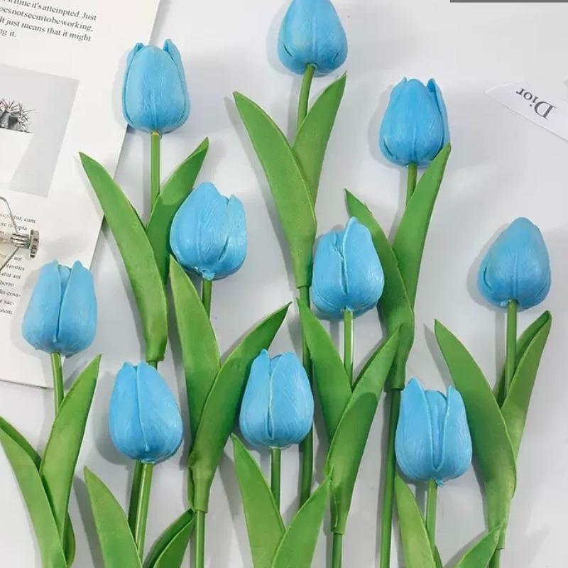 30pcs Realistic Tulip Flower Decorative Plastic Flowers, Touch-Realistic, Ideal for Wedding Bouquets, Home, Hotel, Party, Outdoor Events
