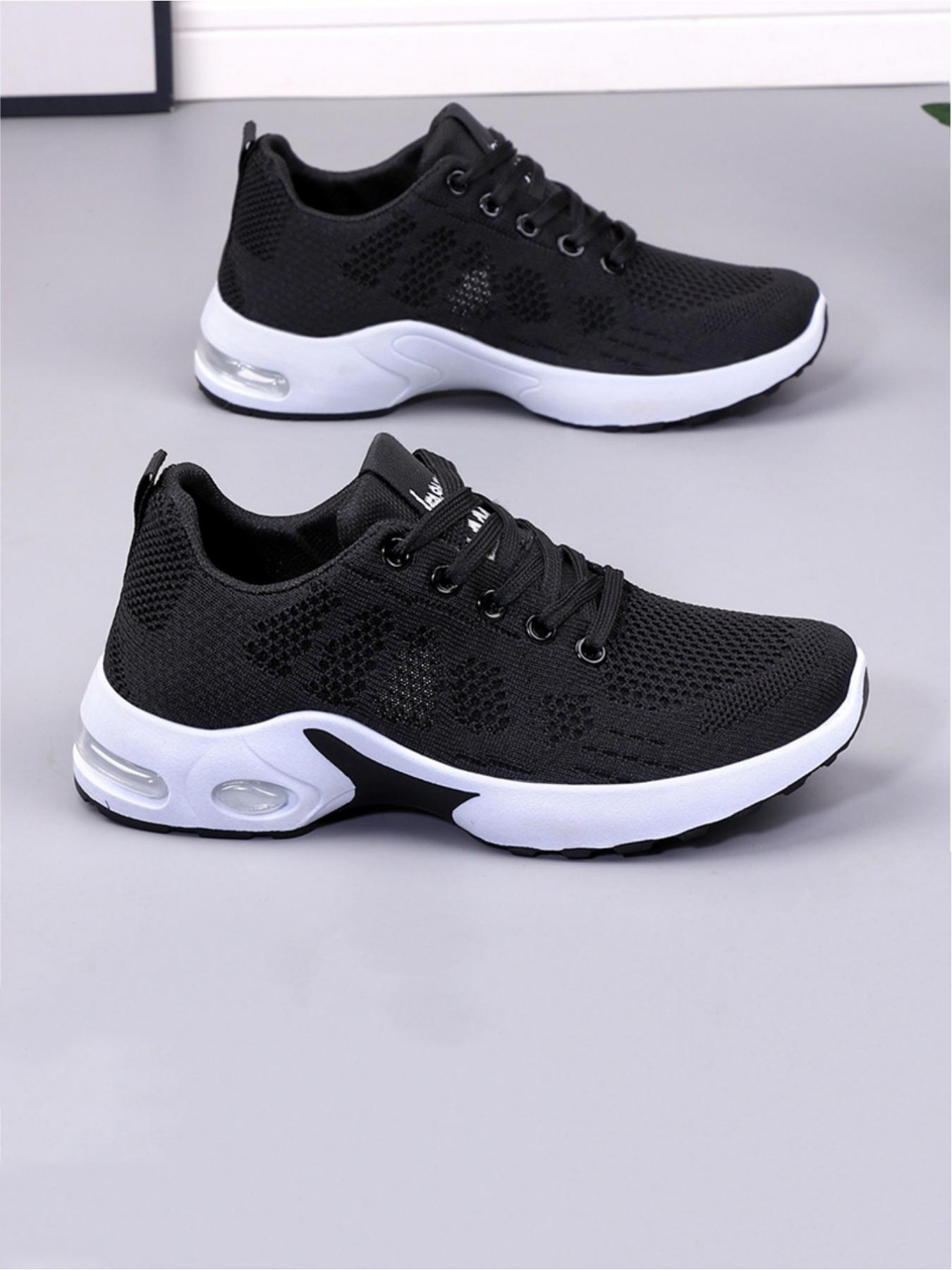 Ladies' casual sports shoes, trendy woven mesh breathable sports shoes, comfortable air cushion design, lightweight rebound, multi-color splicing fashionable color collision, preferred for daily commuting light sports wear