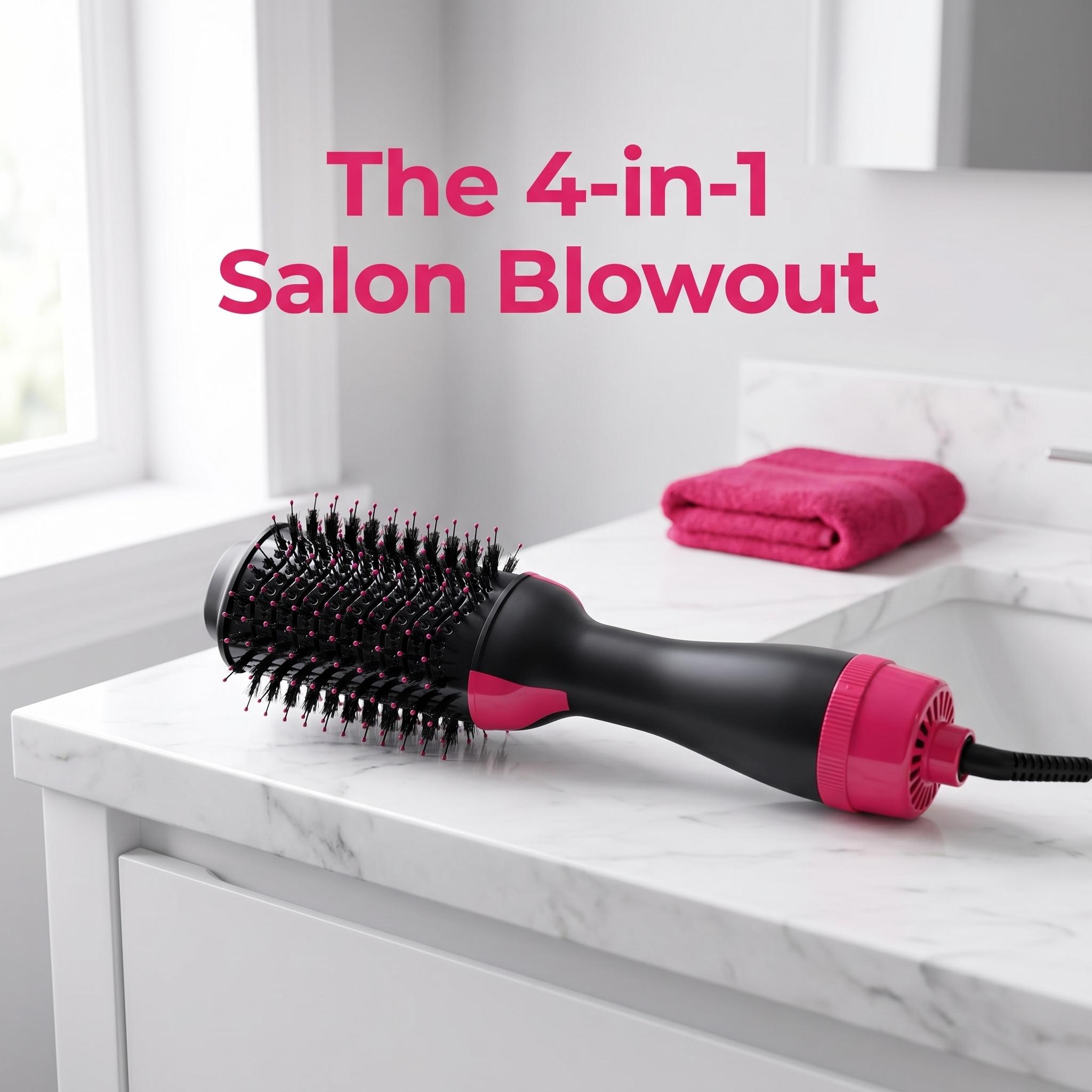 Professional One-Step Hair Dryer Brush, Fast Heating Hot Air Styler, Ionic Blow Dryer & Volumizing Hair Straightener Comb, Salon-Quality Hair Styling Tool for Drying, Straightening & Curling