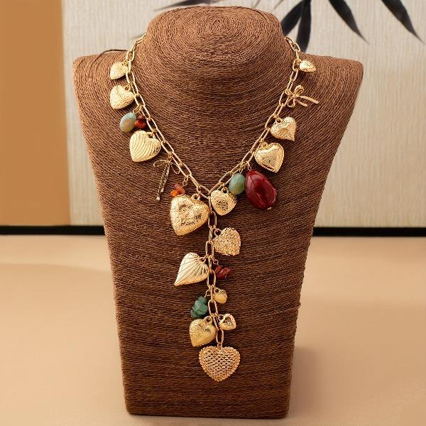 Women's Love Bow Beaded Necklace - Fashionable, Classic, Simple, Elegant, Luxurious, High-End Costume Jewelry for Valentine's Day Gifts, Daily Wear