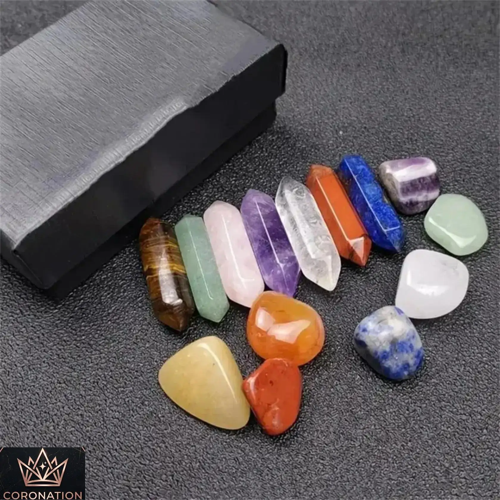 14PCS Natural Healing Crystals Set, Pointed Hexagon Crystal Stones with Rose Quartz & Lapis Lazuli, Reiki Meditation Stones, Aesthetic Decor for Yoga, Bedroom, Home & Gift Giving