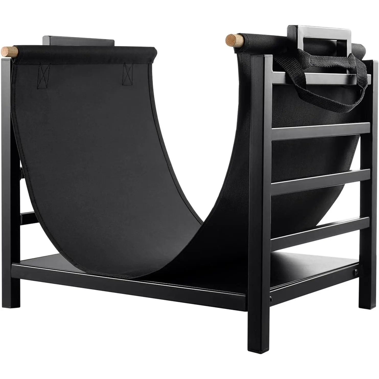 Indoor Sturdy Frame Fireplace Rack, 18-Inch Firewood Holder with Canvas Carrier