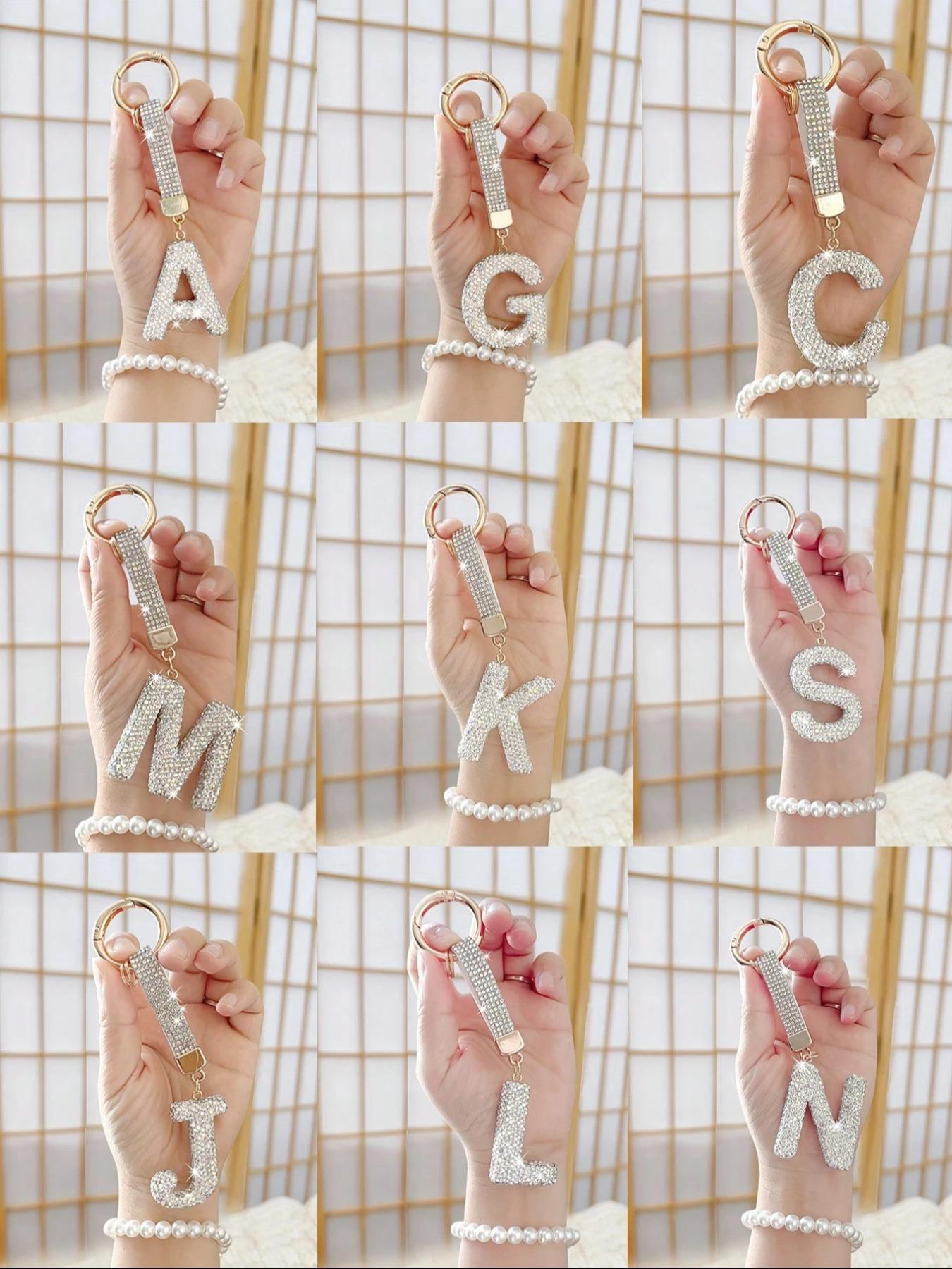 Shiny Rhinestone Letter Keychain, Lucky Crystal Pendant, Sparkling Alloy Charm, Perfect Gift for Bags and Backpacks, Women and Girls