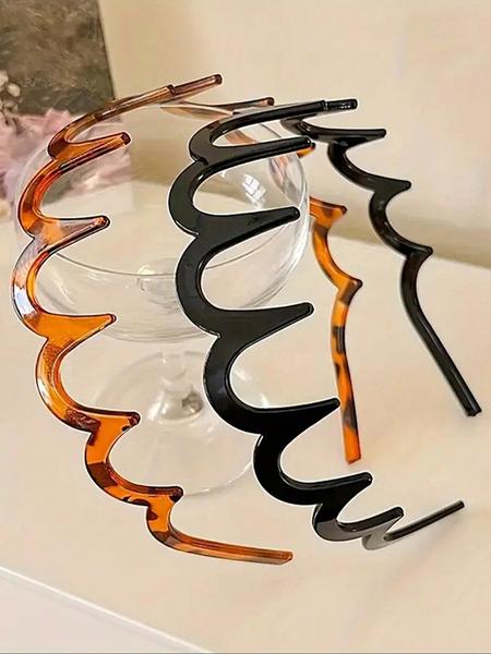 Wave Design Hair Hoop (2pcs/set), Casual Versatile Hair Accessories for Women & Girls, Minimalist Headwear Suitable for Thick Hair, Zigzag Headband