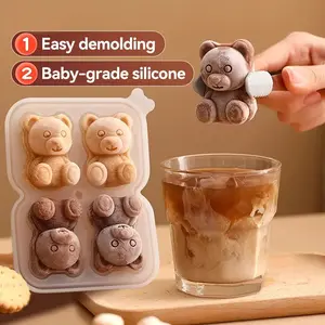 3D Bear Ice Cube Mold, Ice Cream Molds Reusable Easy Release, Cute Ice Cube Tray for Freezer,Whiskey Cocktail Ice Mold for Party Supplies, Holiday Bar Beverages Decoration
