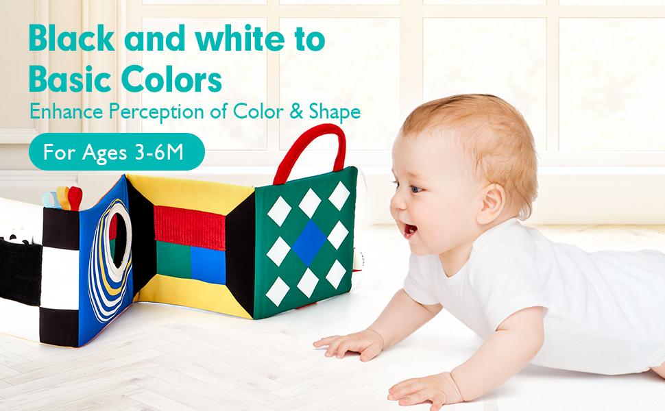 hahaland - High Contrast Newborn Toys - Baby Tummy Time Toys 0-6 Months with Crinkle, Squeaky Sounds, Touch Feel, Visual Stimulation - Easter Baby Shower Gifts Sensory Activity  Learning