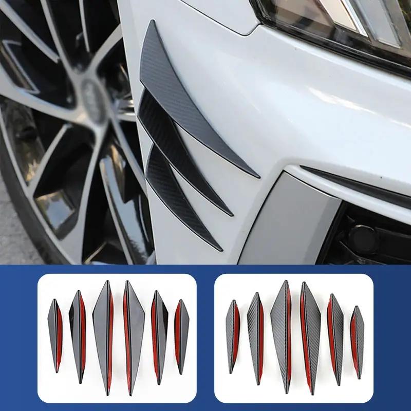 6Pcs Universal Front Bumper Lip Diffuser Splitter Fins Decoration Car Body Spoiler Canards Valence Chin Car Tuning Canard Decoration Accessories