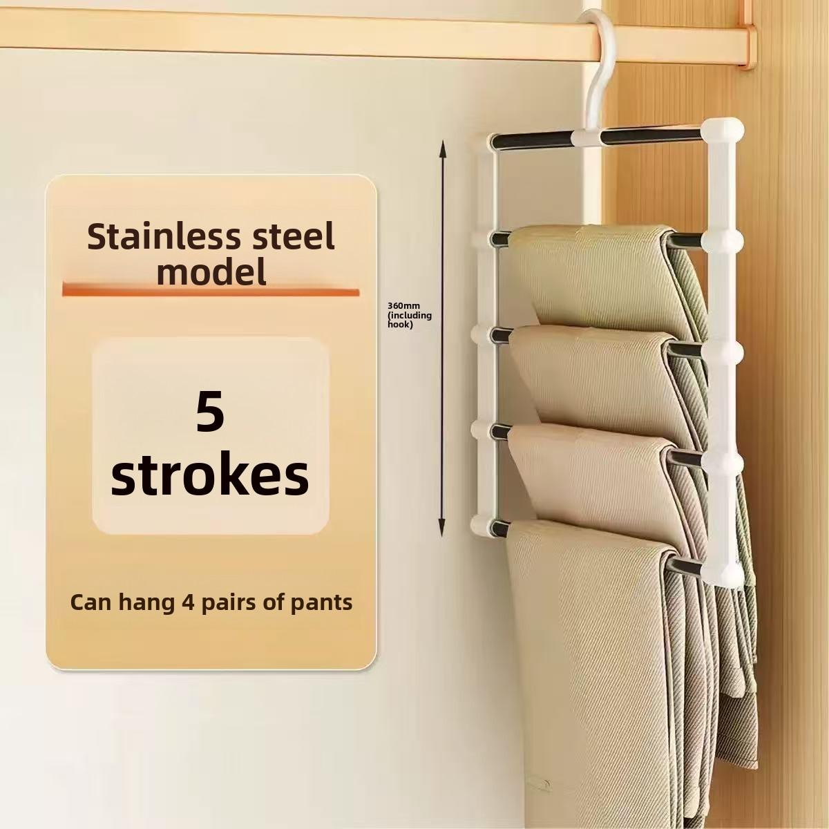 Multi-Layer Home Use Seamless Pants Hanger, Foldable Clothes Rack Space Saving Closet Organizer, Multifunctional Hanger, Durable Storage Solution