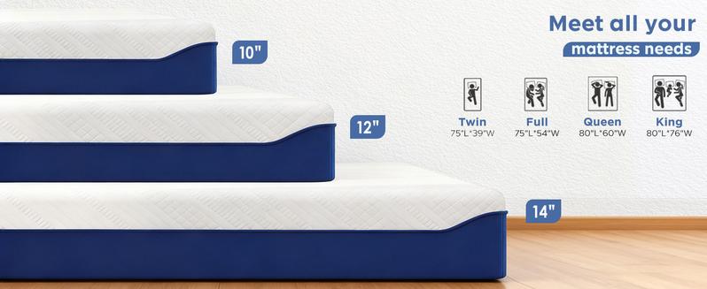 DlandHome10"12"14" Twin, Full, Queen, King Memory foam mattress, featuring multi-layer structure design, perfectly conforms to the human body curves, and is packaged in a box.