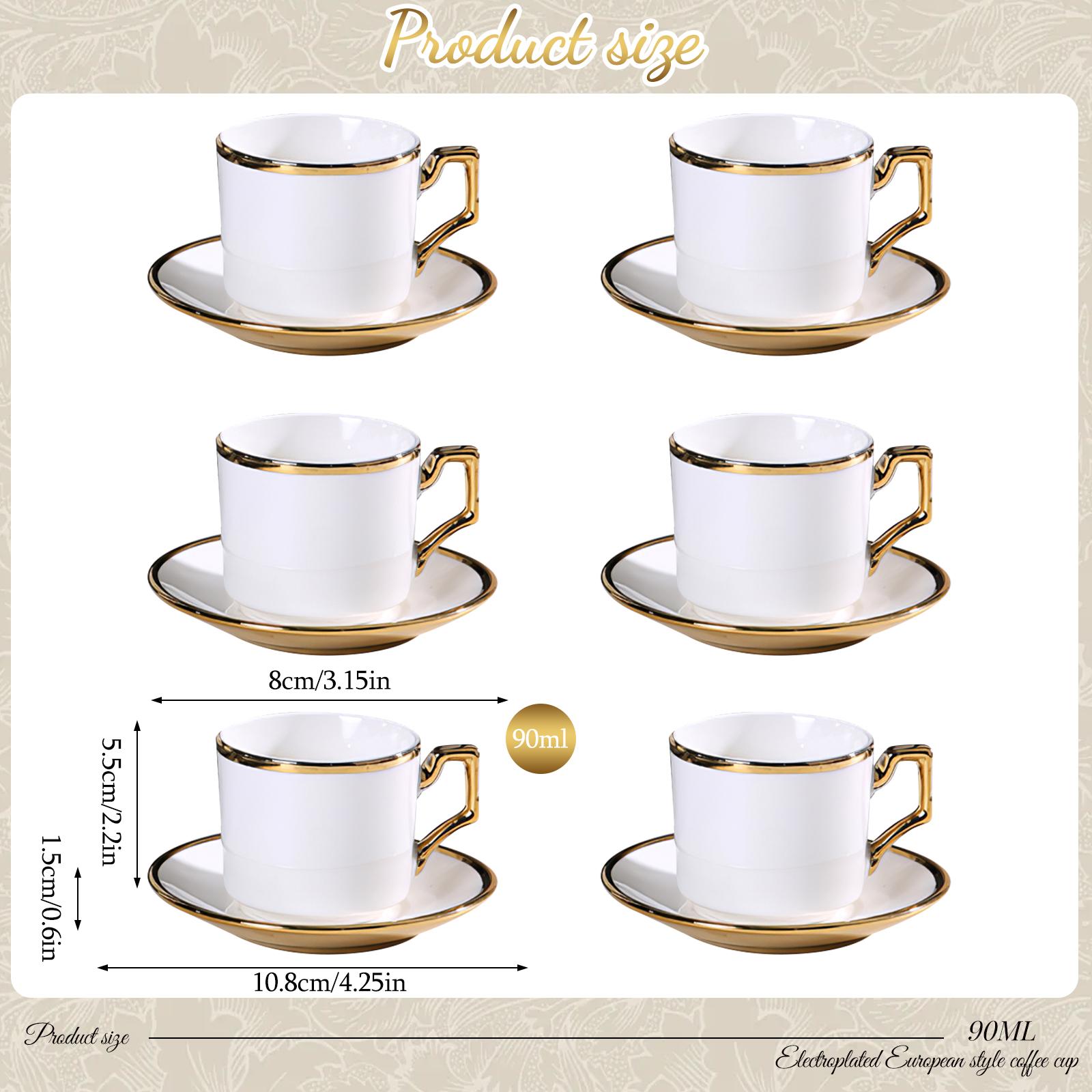 SUNDAY MIRTH Tea Cups And Saucers Set - 6 Piece White Coffee Mug Set Cappuccino Cup For Cappuccino Cups, Double Espresso Cups Set for Latte, Mocha, Au Lait, Tea, White SUNDAY MIRTH Tea Cups And Saucers Set - 6 Piece White Coffee Mug Set Cappuccino Cup For Cappuccino Cups, Double Espresso Cups Set for Latte, Mocha, Au Lait, Tea, White