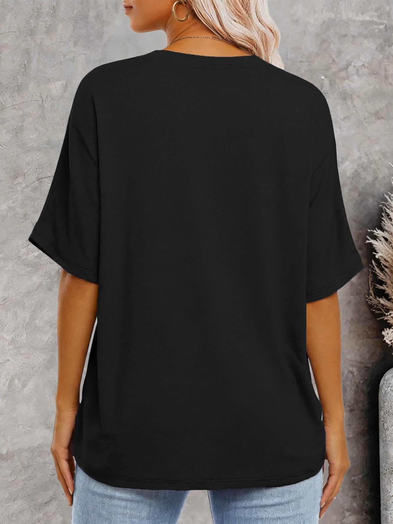 Women's Summer Casual Loose-Fitting T-Shirt, Simple Plain Top Without Button or Zipper, Versatile Daily Wear