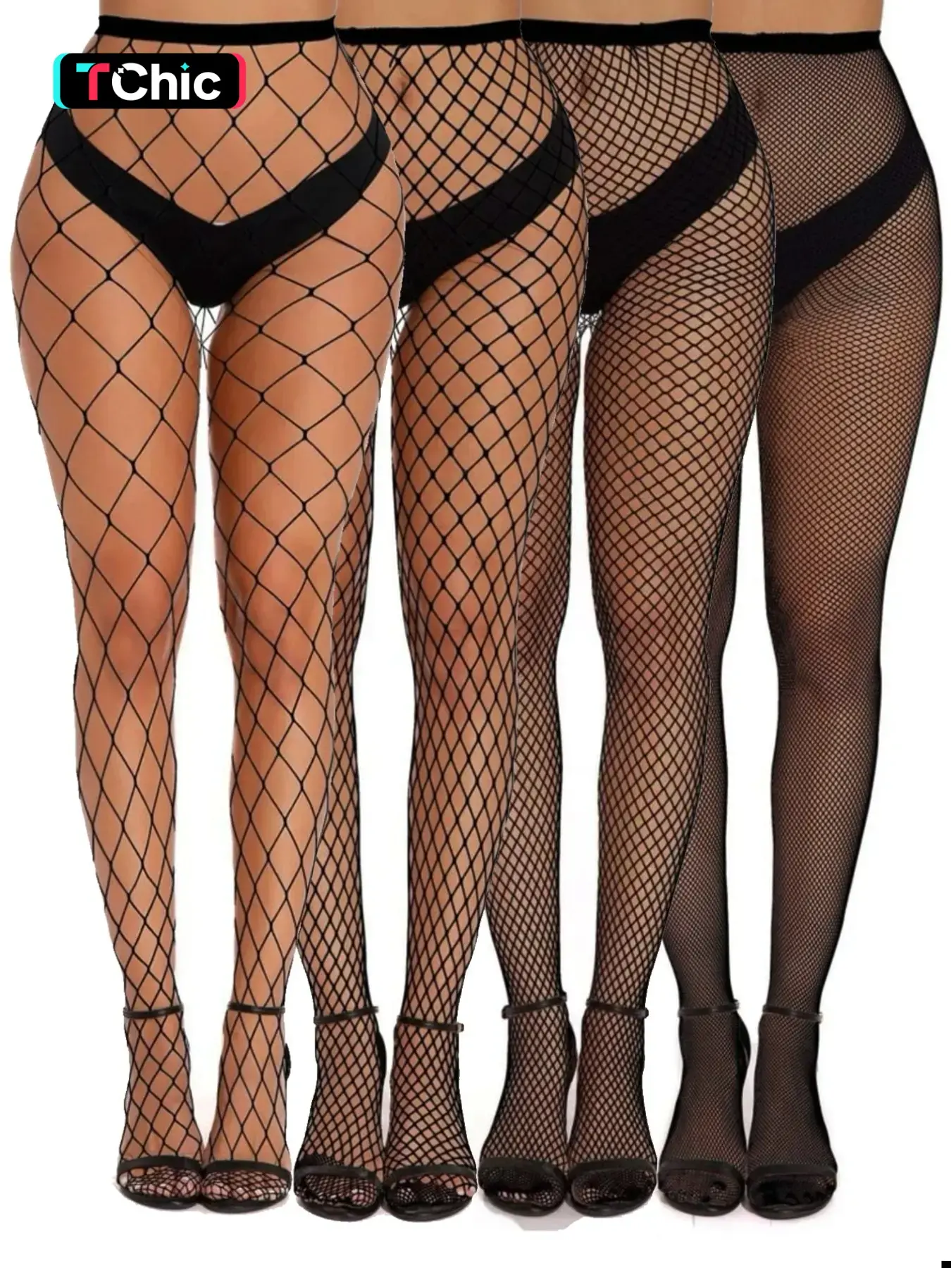 4 Pairs Sexy Fishnet Stockings, Women's High Stretch Fishnet Pantyhose, Perfect for Holidays & Parties, Bold Style Fishnet Tights for All Seasons