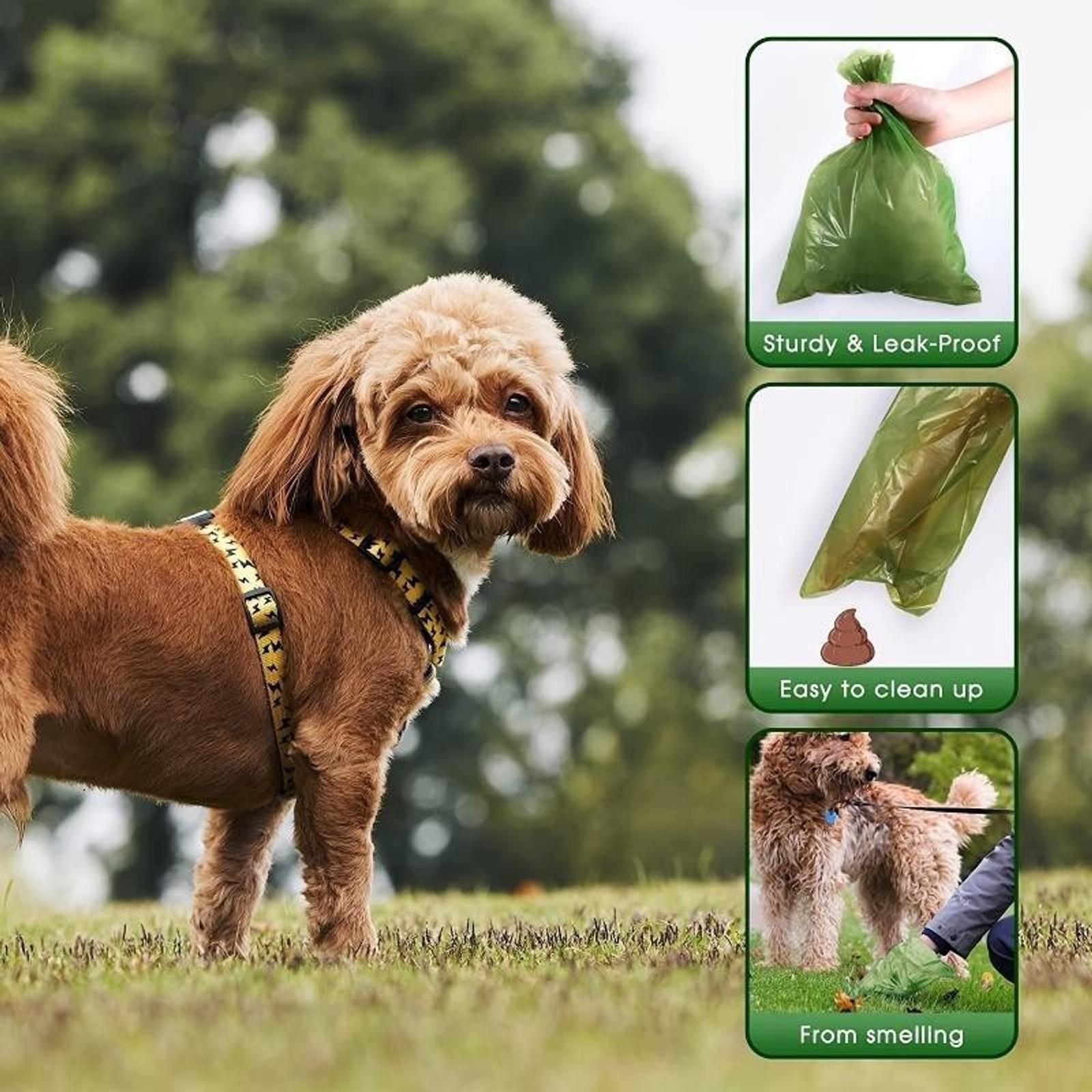 Dog Waste Bag with Paw Print Design, 14 Rolls Leak-proof Poop Bag, Durable Plastic Poop Bags for Pet Cleanup & Outdoor Use, Stretchable Litter Scooper