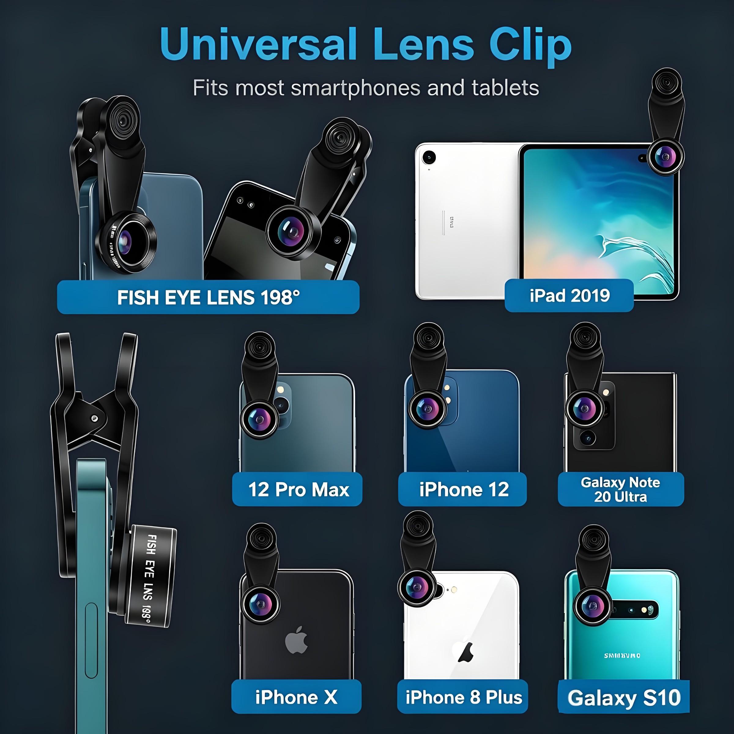 Phone Camera Lens-Macro Lens+Wide Lens+Fisheye Lens+Telephoto Lens+CPL/Flow/Radial/Star Filter+Kaleidoscope 3/6 Lens 10 in 1 Lens Kit, Lens Attachments, Smartphone Camera Accessories, compatible with iPhone, Samsung and most smartphones.