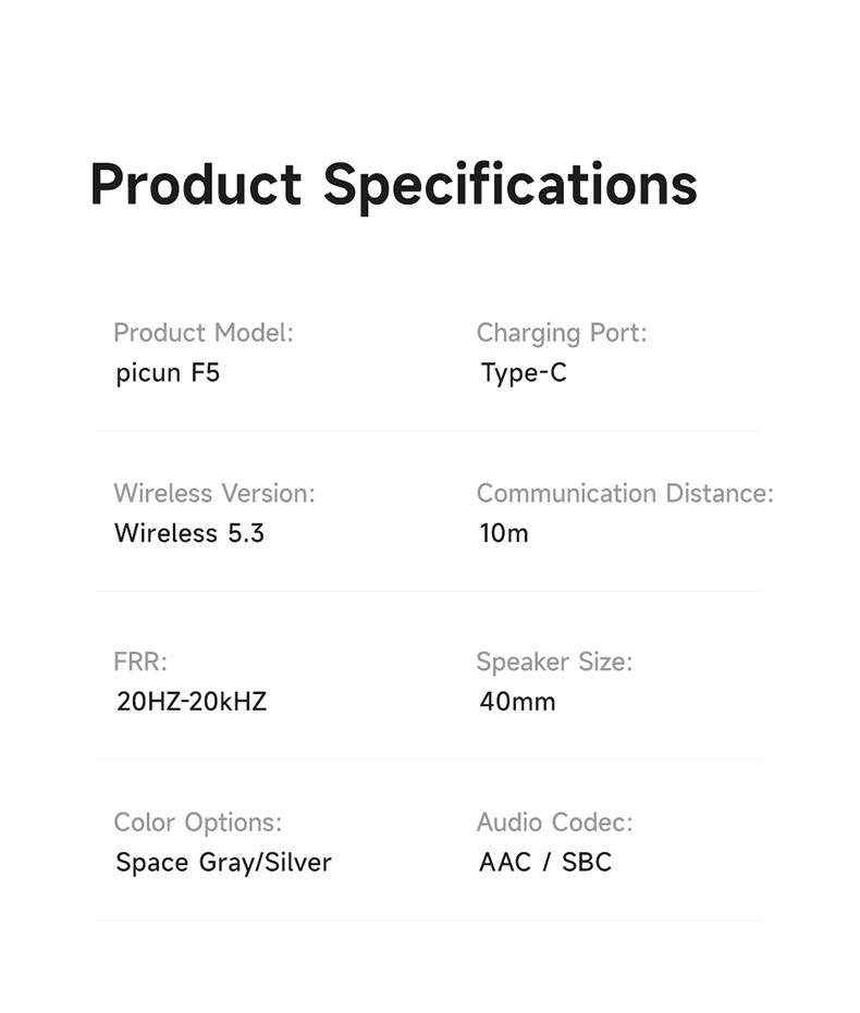 【Live broadcast exclusive】Picun F5 Wireless ANC Gym Headphones, -35dB noise cancellation headphones, Bluetooth 5.4 Low-Latency, Hi-Fi Audio, Personalized APP, Customizable EQ, comfortable for traveling and working, lightweight headset