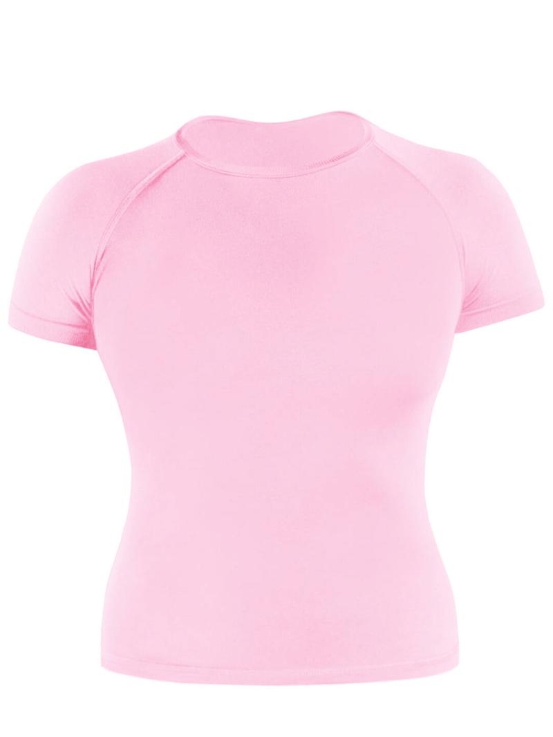 Seamless Workout Tank Top T-Shirts; Seamless Yoga Top for Outdoor Sports Casual Quick-Dry Fitness Top for Running High-Stretch Moisture-Wicking Seamless Tight-Fit Short-Sleeved Workout T-Shirt, Gym Performance Top, Gym Workout Wear