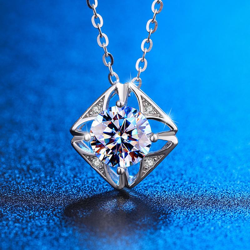 [ASM-NC123] S925 Sterling silver Moissanite ring Classic square necklace pendant fine jewelry ring fashion moissanite ring