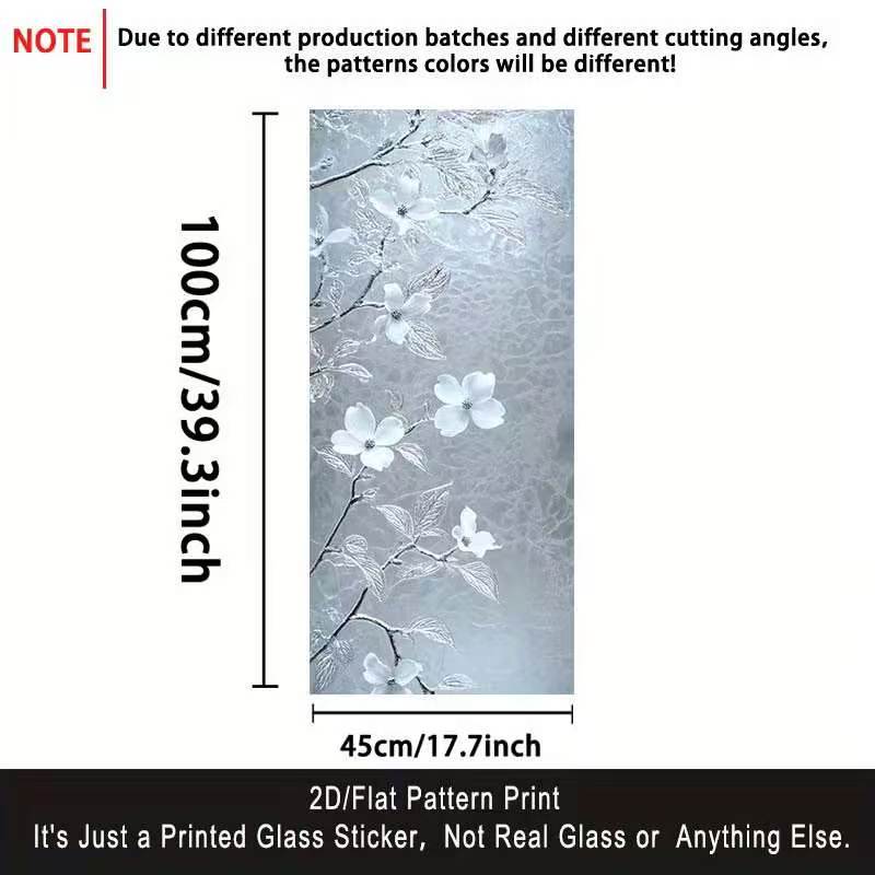 Static Glass Window Decal, 2D Flat Pattern, Elegant Design, Removable Self-Adhesive Privacy Film, Home Decor for Living Room, Kitchen, Bathroom, Bedroom, Balcony