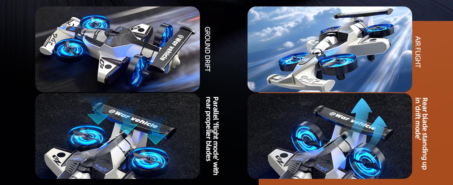 Remote control airplane and car toys, suitable for children aged 4, 6, 8, 10 and 12. 2-in-1 foam remote control plane & car, jet mini drone, stunt racing car & airplane toys. Ideal for boys aged 4–9 and beginners, playable indoors and outdoors,