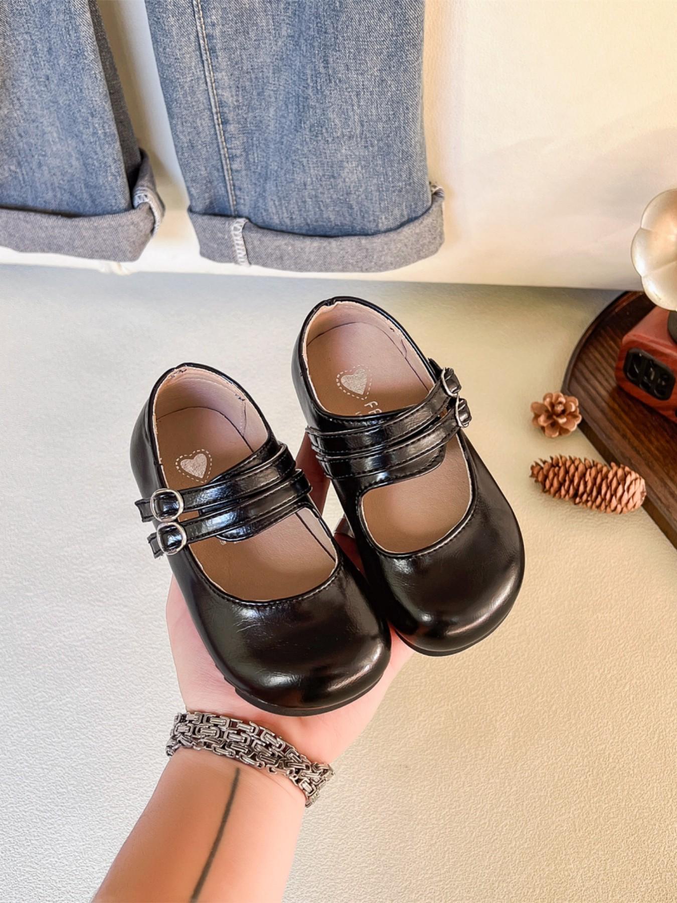Girls' Mary Jane Leather Shoes Spring & Fall 2026 New Princess Style Ballet Flats Square Toe Versatile Small Leather Shoes