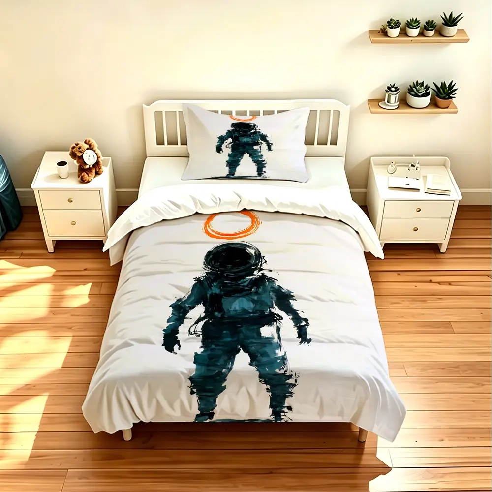 2/3pcs duvet cover set (1 duvet cover + 2 pillowcases), Astronaut Space Printed Bedding Set, HD Digital Print, Fade-resistant, Soft & Comfortable Polyester Fabric, Suitable for Dorm Bedroom Hotel, All Season Home Bedding Decor, Comfy Bedding Sets
