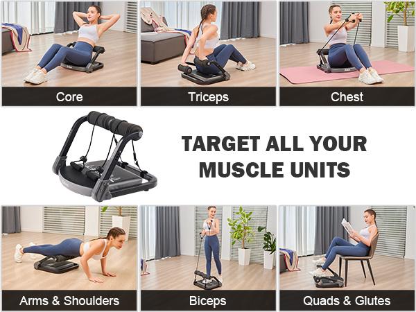 【SpringStatements】ZELUS Ab Machine with Resistance Bands – 2-in-1 Workout Equipment with Rebound Assist&4 Intensities|Core Training, Home Fitness, Body Workouts, Workout Enhancer & Fitness Challenges, Gift Idea,Fashion Fest | Abdominal Muscle Trainer