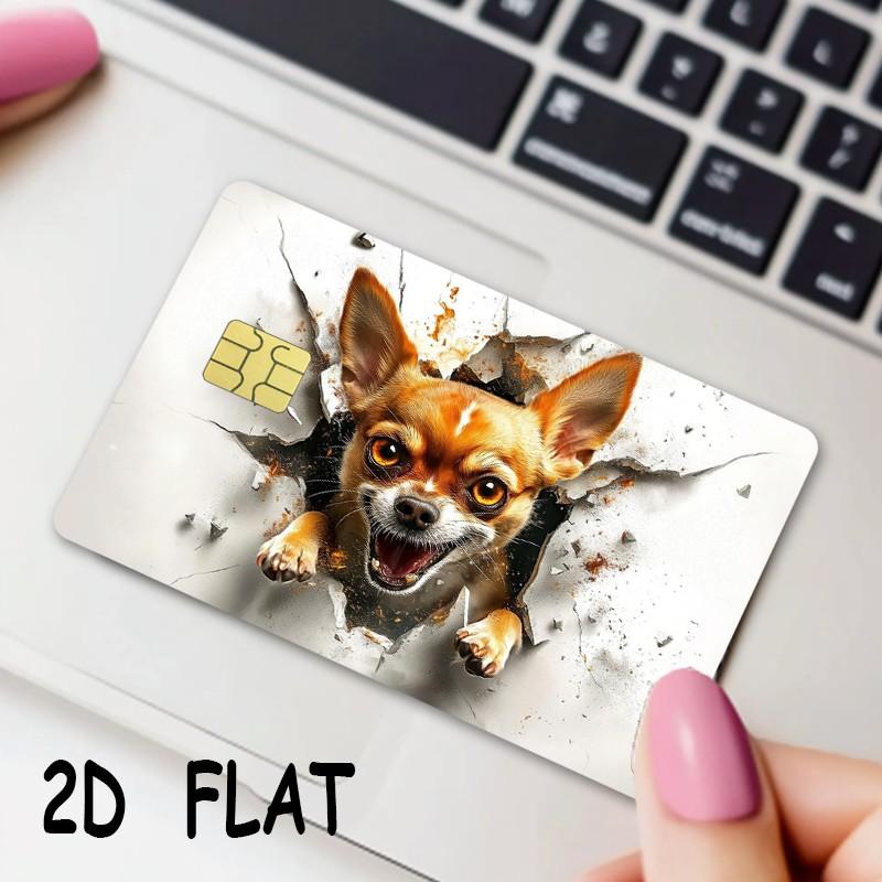 2-Pack Dog Pattern Credit Card Stickers, Ultra-Thin Waterproof Scratch-Resistant, Personalized Bank Card Decorative Stickers, Durable Waterproof Stickers