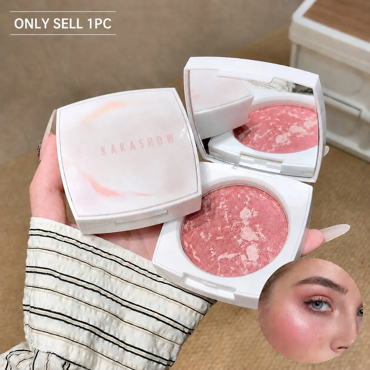 Plastic Face Bake Blush Fine Flash Pearl Blush, Compact Brightening Atmosphere Blush Disk, Baked Powder Rouge, Enhances Complexion